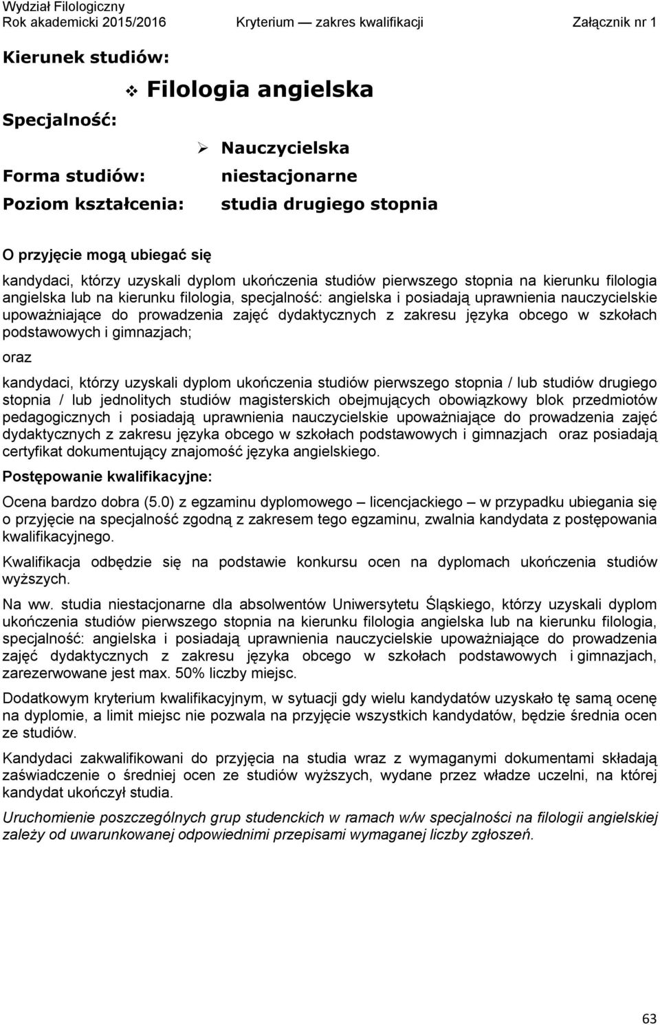 którzy uzyskali dyplom ukończenia studiów pierwszego stopnia / lub studiów drugiego stopnia / lub jednolitych studiów magisterskich obejmujących obowiązkowy blok przedmiotów pedagogicznych i