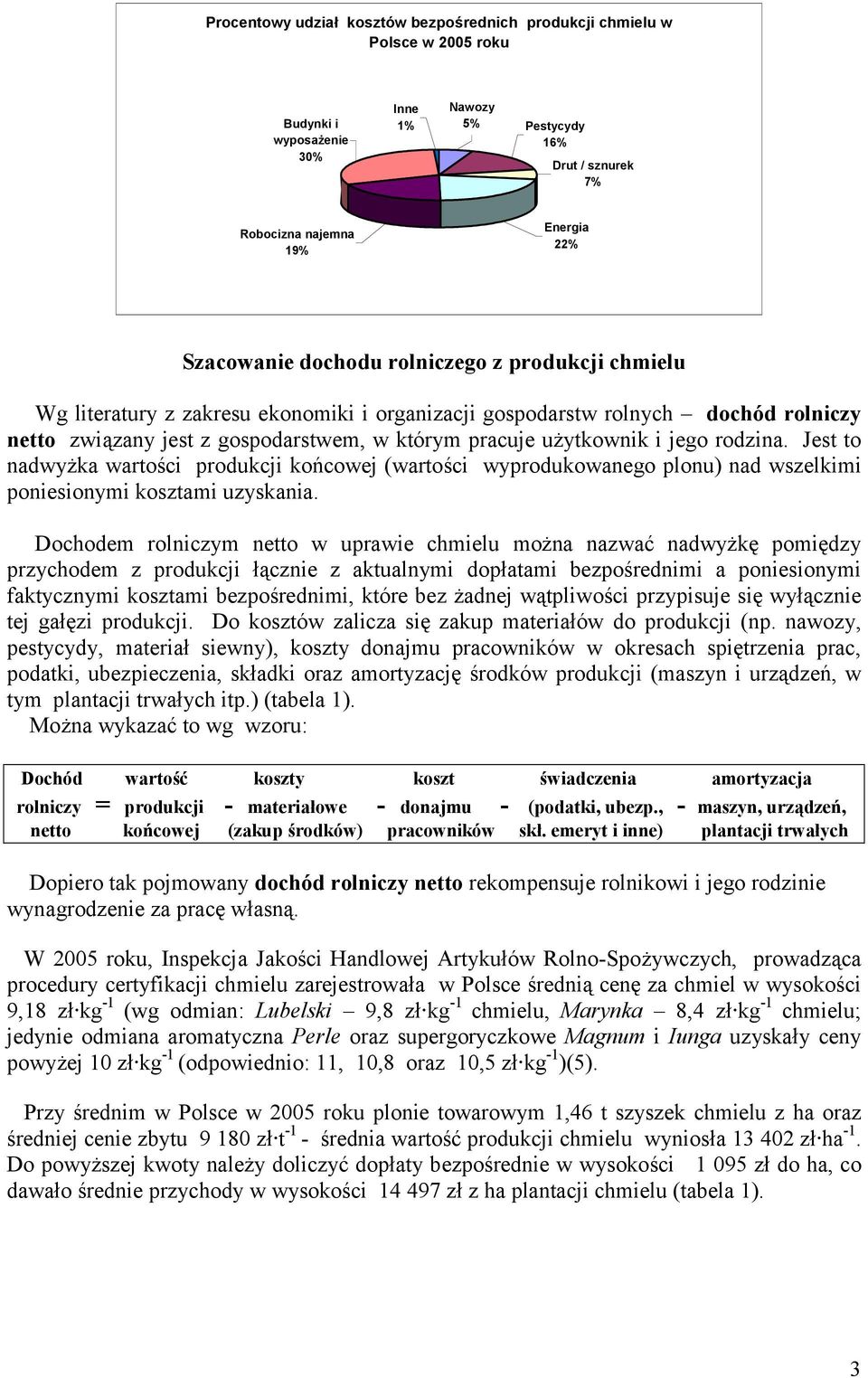 rodzina. Jest to nadwyżka wartości produkcji końcowej (wartości wyprodukowanego plonu) nad wszelkimi poniesionymi kosztami uzyskania.