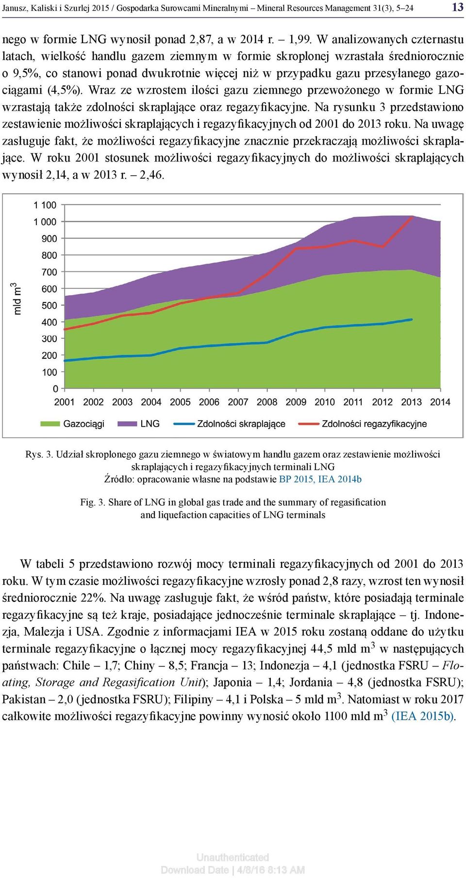 (4,5%). Wraz ze wzrostem ilości gazu ziemnego przewożonego w formie LNG wzrastają także zdolności skraplające oraz regazyfikacyjne.