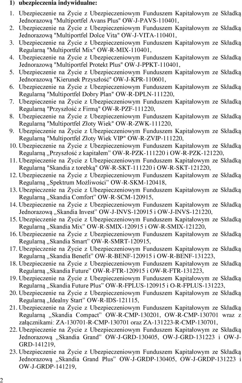 Ubezpieczenie na Życie z Ubezpieczeniowym Funduszem Kapitałowym ze Składką Regularną "Multiportfel Mix" OW-R-MIX-110401, 4.