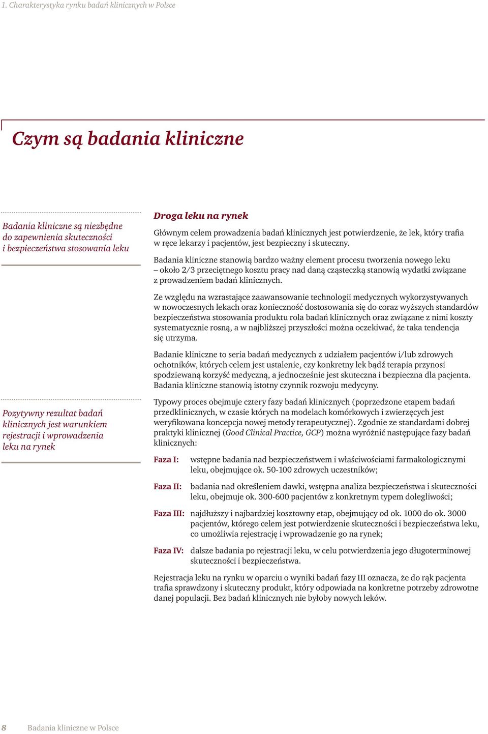 Badania kliniczne stanowią bardzo ważny element procesu tworzenia nowego leku około 2/3 przeciętnego kosztu pracy nad daną cząsteczką stanowią wydatki związane z prowadzeniem badań klinicznych.