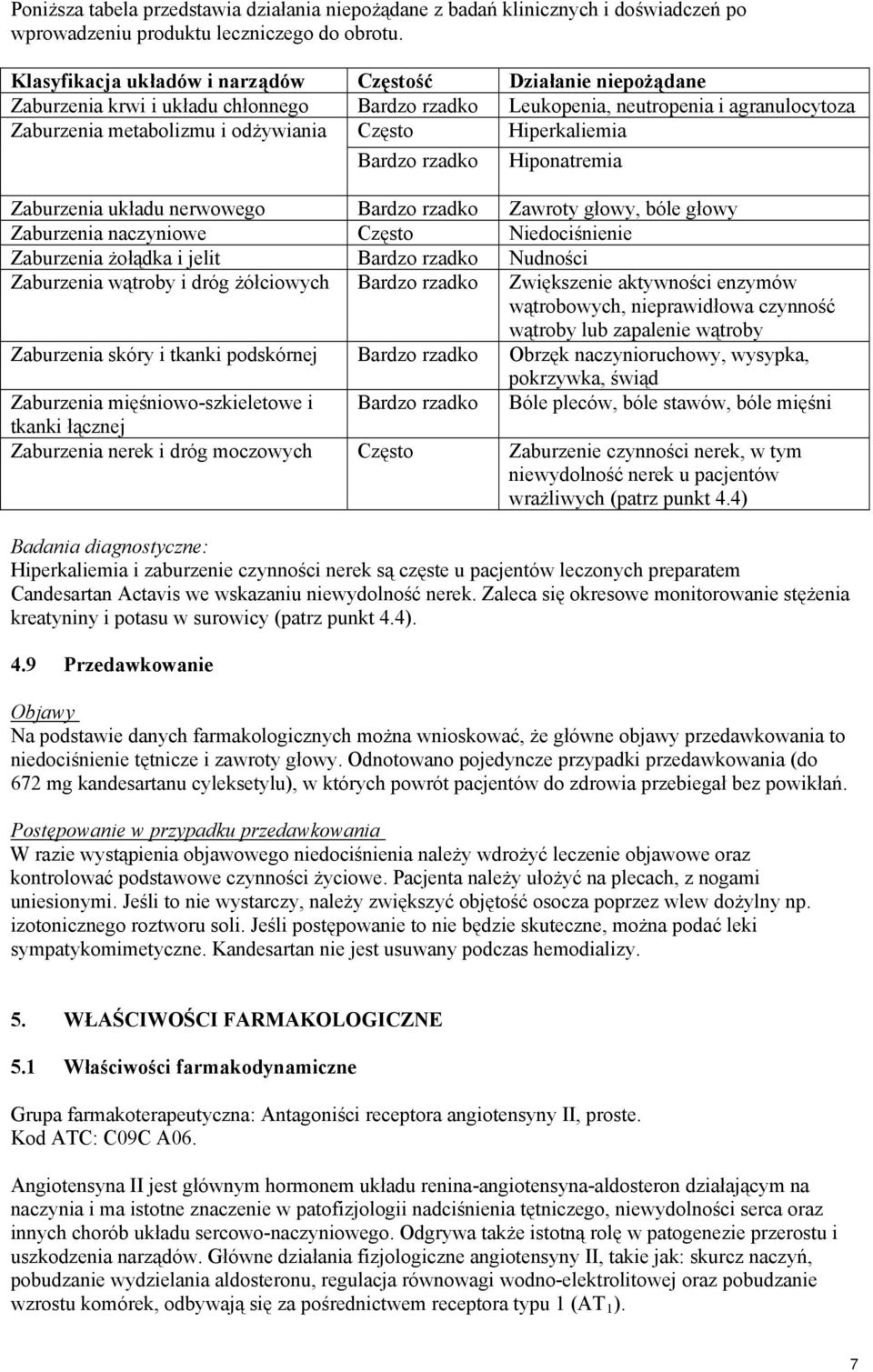 Hiperkaliemia Bardzo rzadko Hiponatremia Zaburzenia układu nerwowego Bardzo rzadko Zawroty głowy, bóle głowy Zaburzenia naczyniowe Często Niedociśnienie Zaburzenia żołądka i jelit Bardzo rzadko