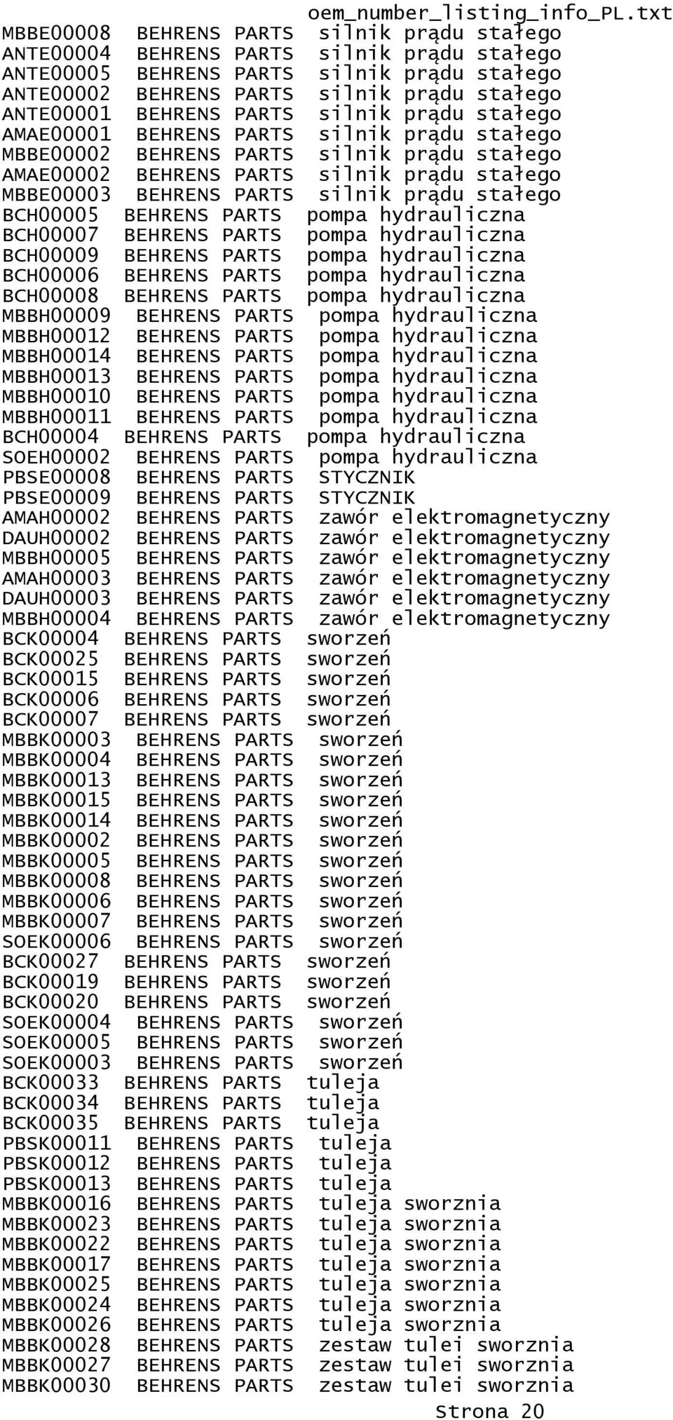 stałego BCH00005 BEHRENS PARTS pompa hydrauliczna BCH00007 BEHRENS PARTS pompa hydrauliczna BCH00009 BEHRENS PARTS pompa hydrauliczna BCH00006 BEHRENS PARTS pompa hydrauliczna BCH00008 BEHRENS PARTS