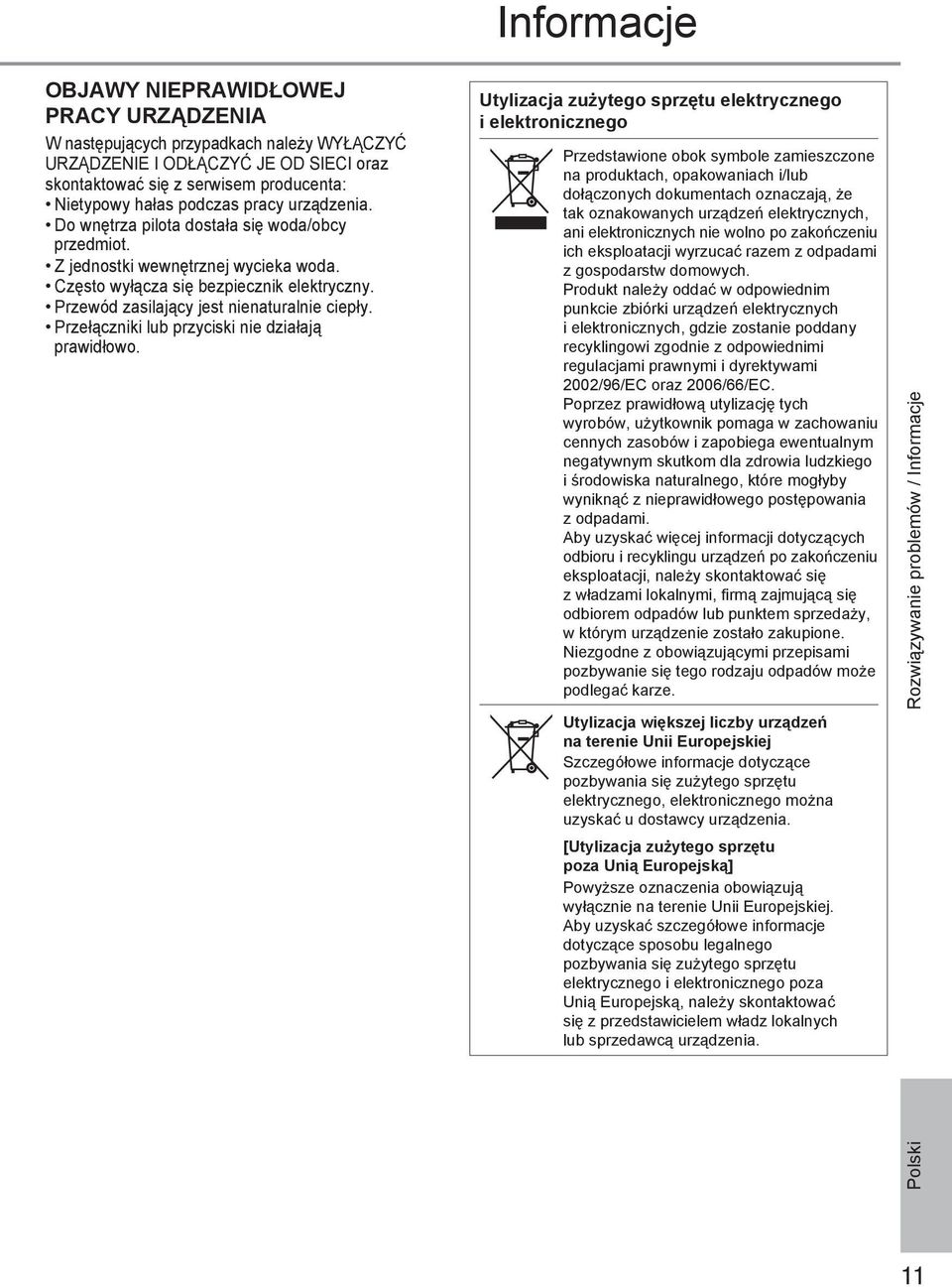 Przełączniki lub przyciski nie działają prawidłowo.