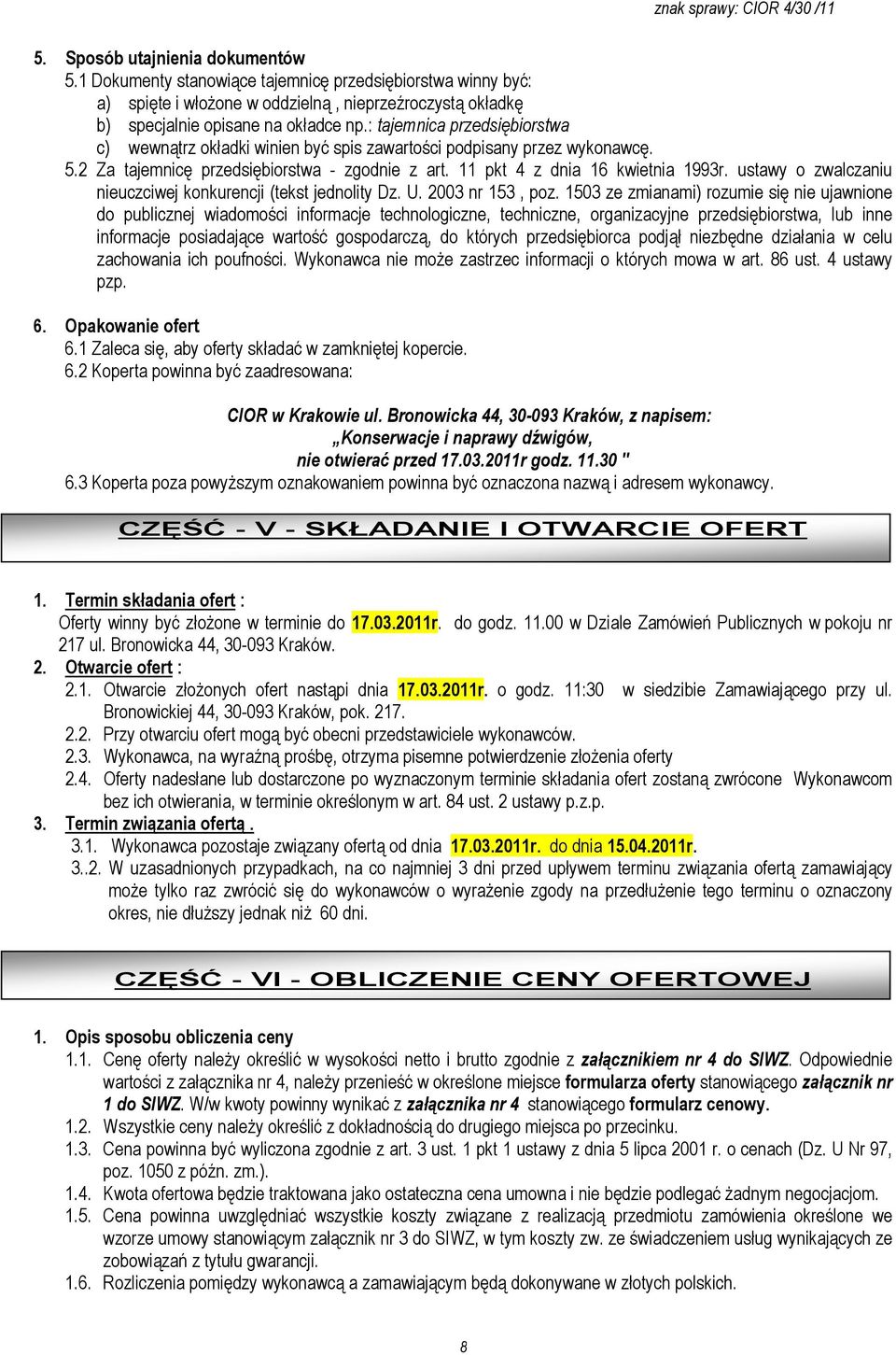 ustawy o zwalczaniu nieuczciwej konkurencji (tekst jednolity Dz. U. 2003 nr 153, poz.
