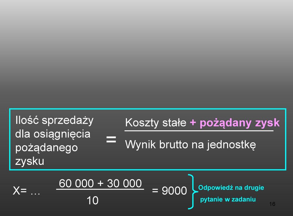 brutto na jednostkę X= 60 000 + 30 000 10 =