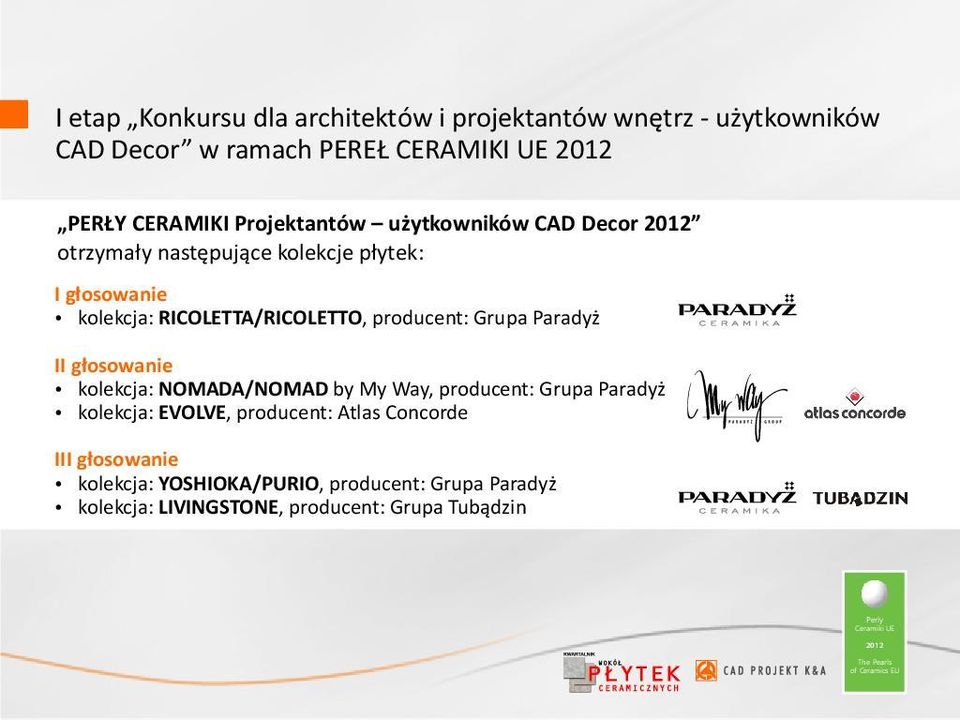 producent: Grupa Parady II g³osowanie kolekcja: NOMADA/NOMAD by My Way, producent: Grupa Parady kolekcja: EVOLVE,