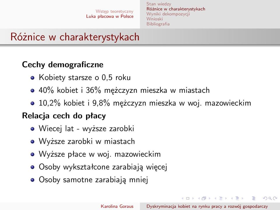 mazowieckim Relacja cech do płacy Wiecej lat - wyższe zarobki Wyższe zarobki w