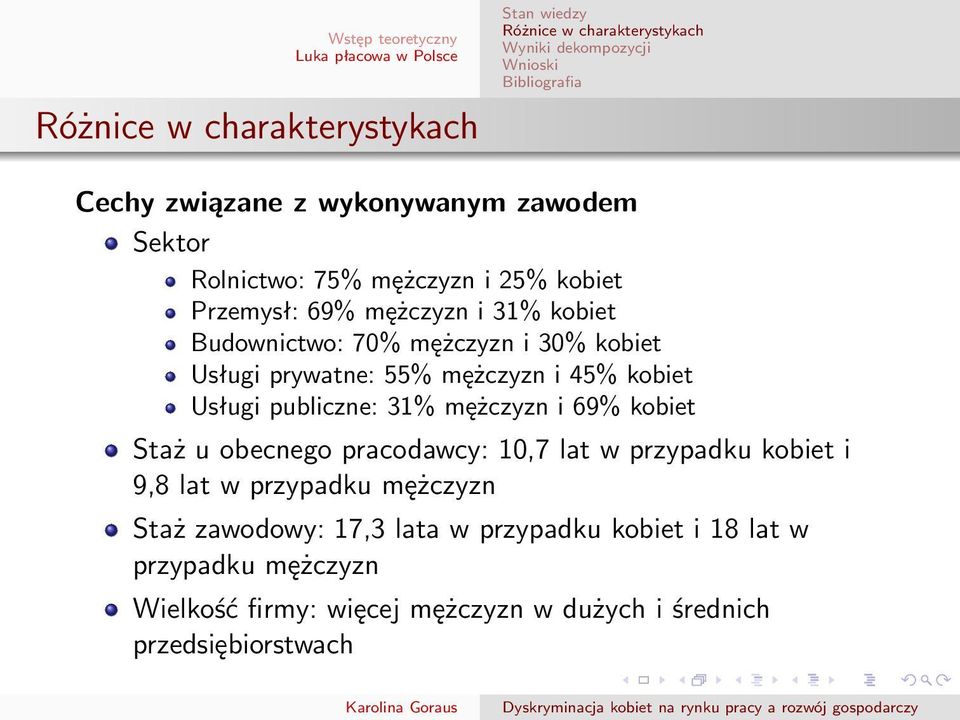 kobiet Staż u obecnego pracodawcy: 10,7 lat w przypadku kobiet i 9,8 lat w przypadku mężczyzn Staż zawodowy: 17,3 lata