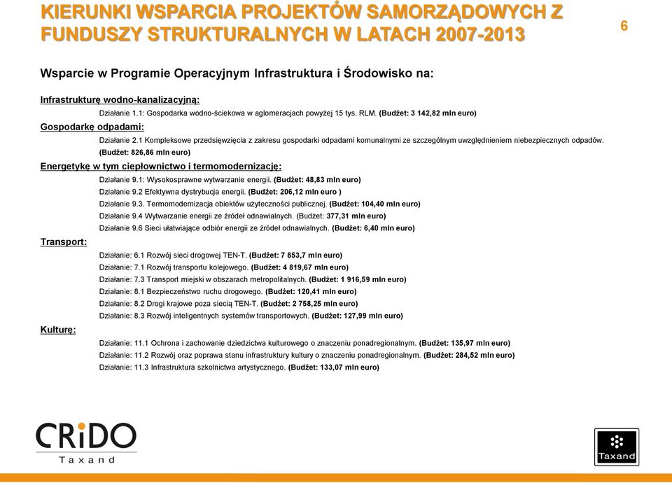 1 Kompleksowe przedsięwzięcia z zakresu gospodarki odpadami komunalnymi ze szczególnym uwzględnieniem niebezpiecznych odpadów.