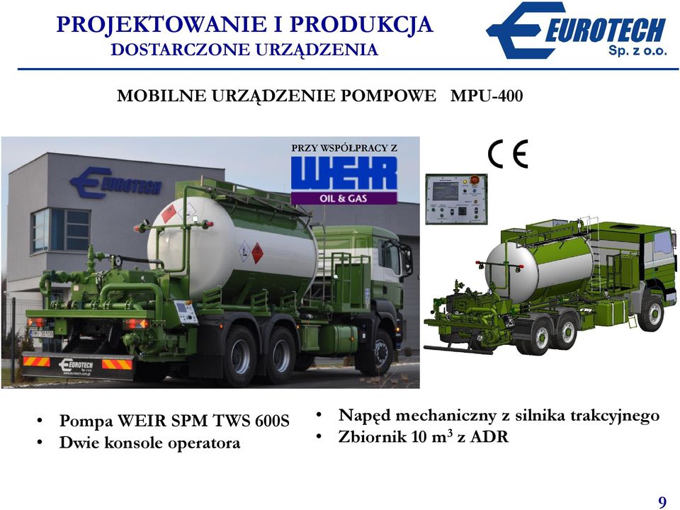Pompa WEIR SPM TWS 600S Dwie konsole operatora Napęd