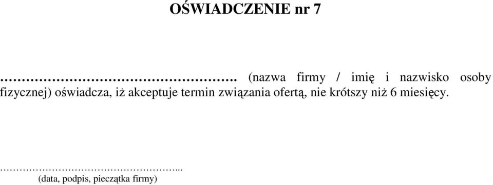 osoby fizycznej) oświadcza, iż