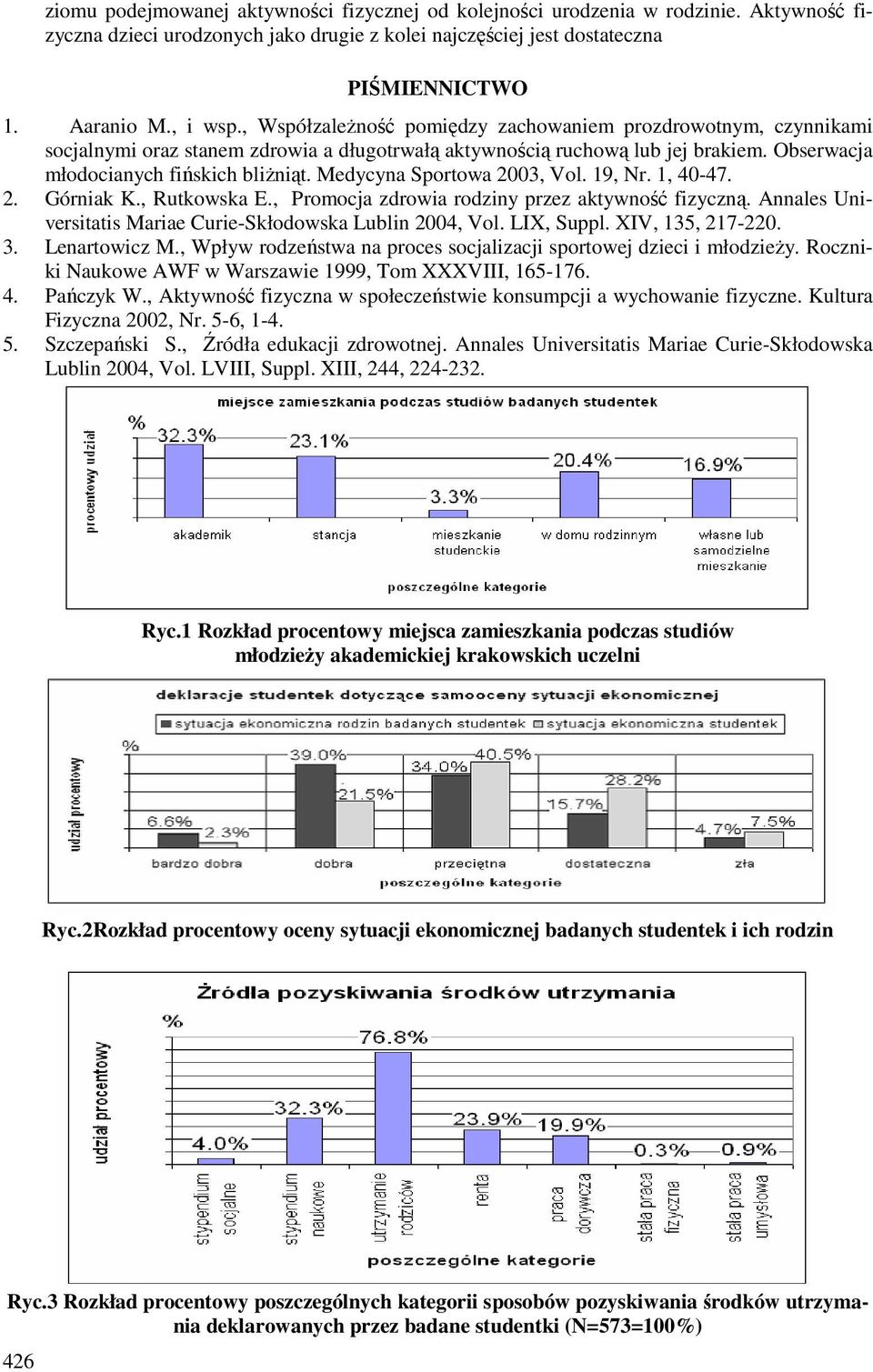 Medycyna Sportowa 2003, Vol. 19, Nr. 1, 40-47. 2. Górniak K., Rutkowska E., Promocja zdrowia rodziny przez aktywność fizyczną. Annales Universitatis Mariae Curie-Skłodowska Lublin 2004, Vol.