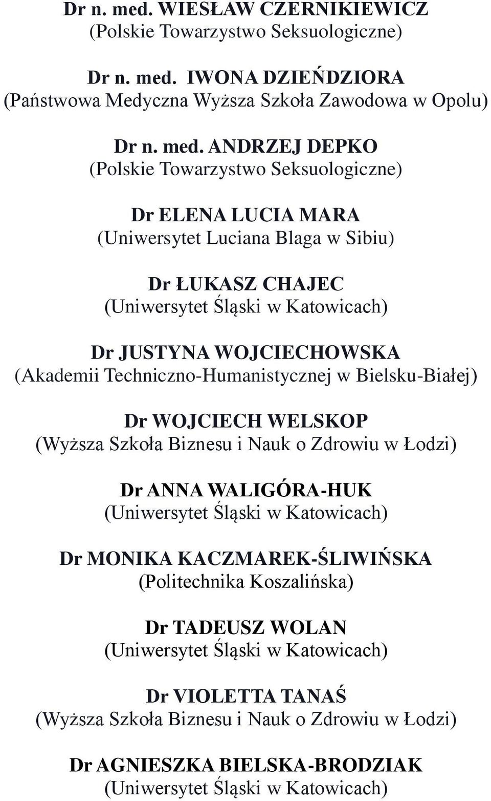 (Akademii Techniczno-Humanistycznej w Bielsku-Białej) Dr WOJCIECH WELSKOP (Wyższa Szkoła Biznesu i Nauk o Zdrowiu w Łodzi) Dr ANNA WALIGÓRA-HUK Dr MONIKA