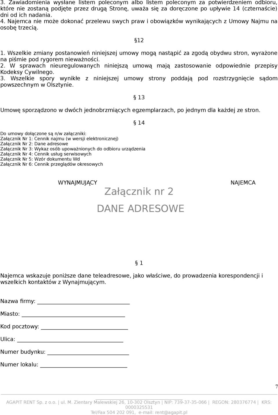 RAMOWA UMOWA NAJMU MASZYN UP / - PDF Darmowe pobieranie