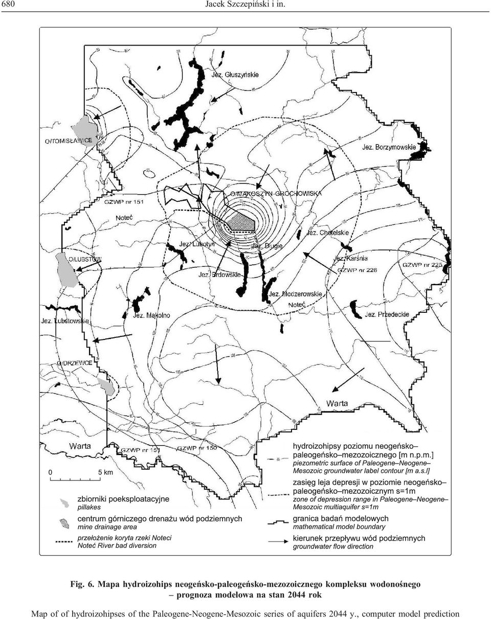 wodonoœnego prognoza modelowa na stan 2044 rok Map of of