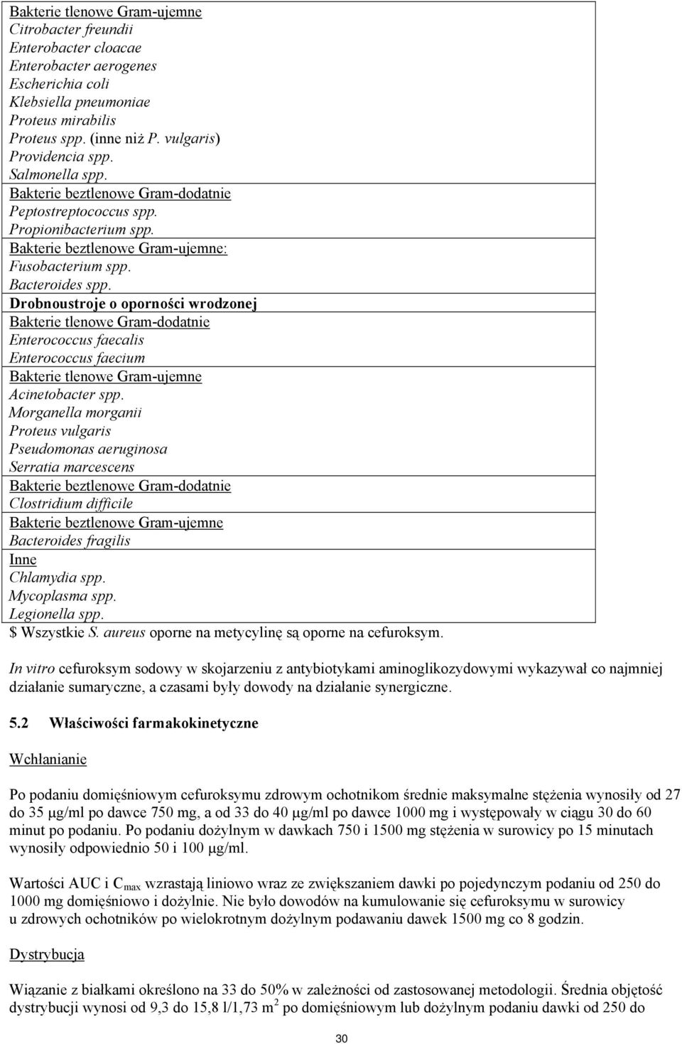 Drobnoustroje o oporności wrodzonej Bakterie tlenowe Gram-dodatnie Enterococcus faecalis Enterococcus faecium Bakterie tlenowe Gram-ujemne Acinetobacter spp.