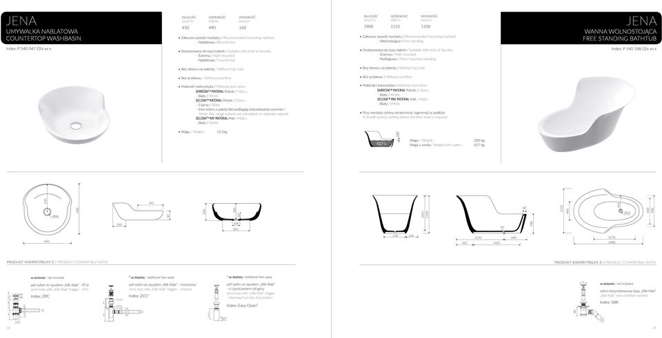 floor level is required 12,5kg 427 L Waga / Weight : Waga z wodą / Weight with water : 200 kg 627 kg jena 270 Ø46 4 241 87 1 1 87 1055 1 1155 4 445 Ø53 830 0 120 292 45 5 4