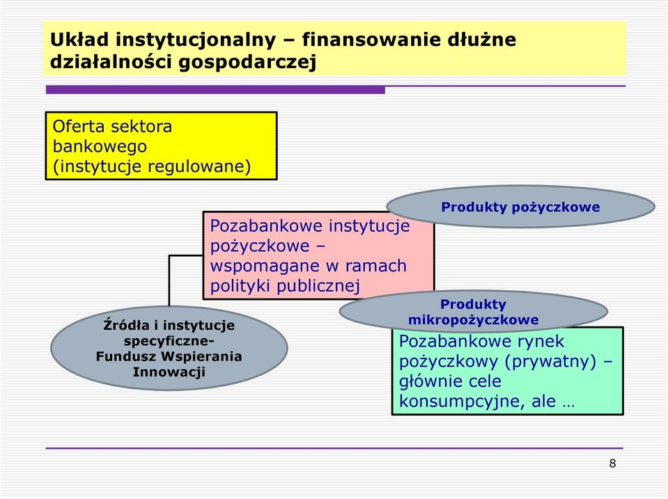 Pozabankowe instytucje pożyczkowe wspomagane w ramach polityki publicznej Produkty
