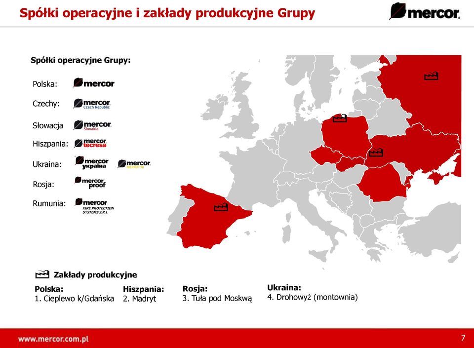 PROTECTION SYSTEMS S.R.L Zakłady produkcyjne Polska: 1.