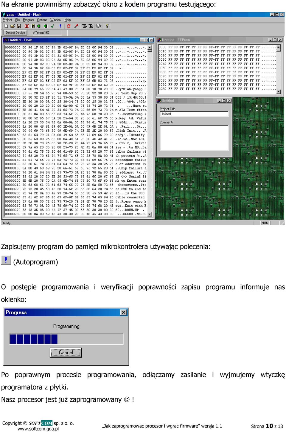 programu informuje nas okienko: Po poprawnym procesie programowania, odłączamy zasilanie i wyjmujemy wtyczkę
