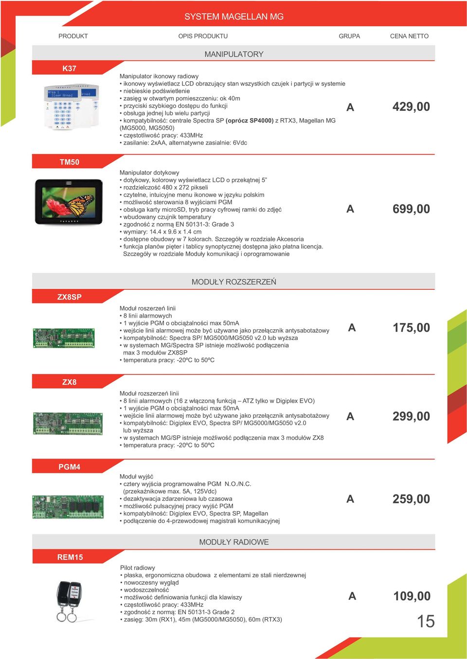 zasialnie: 6Vdc 429,00 TM50 Manipulator dotykowy dotykowy, kolorowy wyświetlacz LCD o przekątnej 5 rozdzielczość 480 x 272 pikseli czytelne, intuicyjne menu ikonowe w języku polskim możliwość