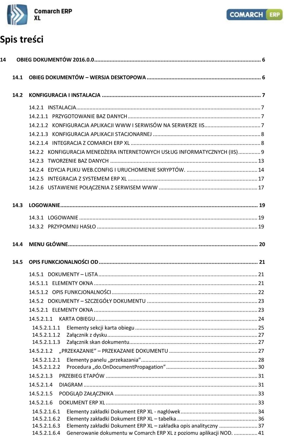 .. 13 14.2.4 EDYCJA PLIKU WEB.CONFIG I URUCHOMIENIE SKRYPTÓW.... 14 14.2.5 INTEGRACJA Z SYSTEMEM ERP XL... 17 14.2.6 USTAWIENIE POŁĄCZENIA Z SERWISEM WWW... 17 14.3 LOGOWANIE... 19 14.3.1 LOGOWANIE.