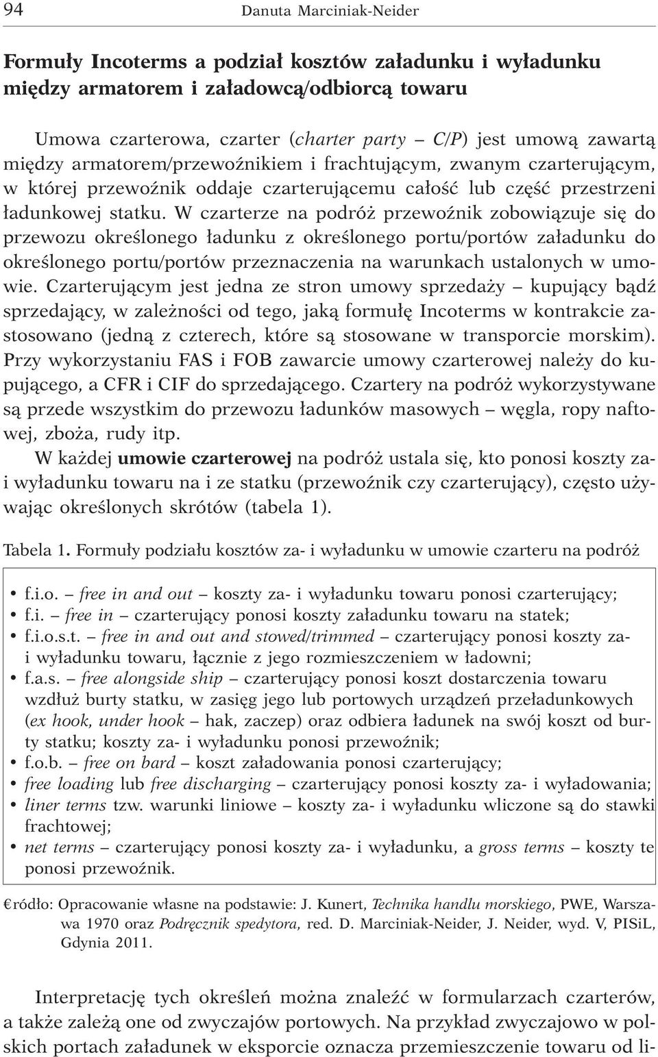 W czarterze na podró przewoÿnik zobowi¹zuje siê do przewozu okreœlonego ³adunku z okreœlonego portu/portów za³adunku do okreœlonego portu/portów przeznaczenia na warunkach ustalonych w umowie.