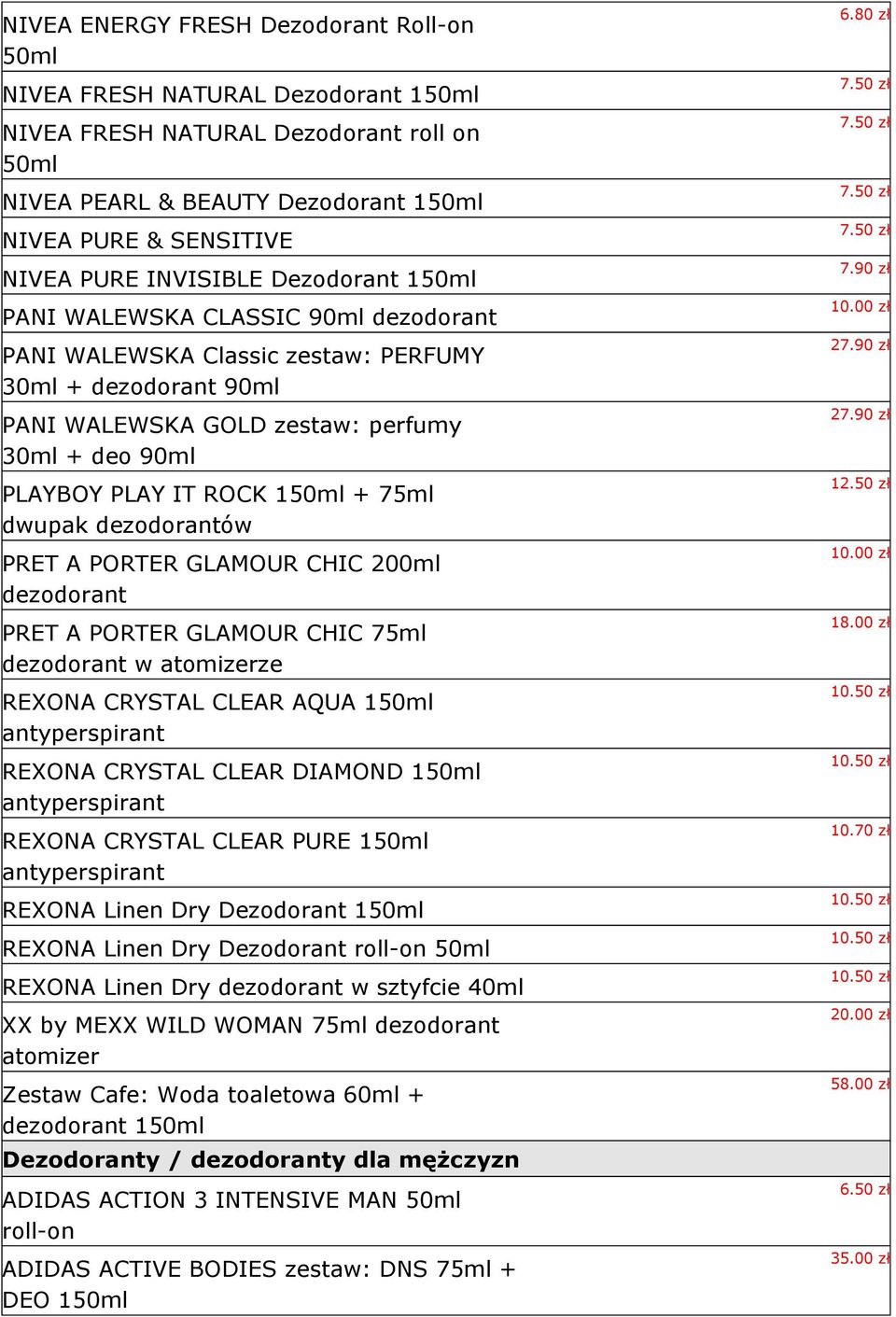 150ml + 75ml dwupak dezodorantów PRET A PORTER GLAMOUR CHIC 200ml dezodorant PRET A PORTER GLAMOUR CHIC 75ml dezodorant w atomizerze REXONA CRYSTAL CLEAR AQUA 150ml antyperspirant REXONA CRYSTAL