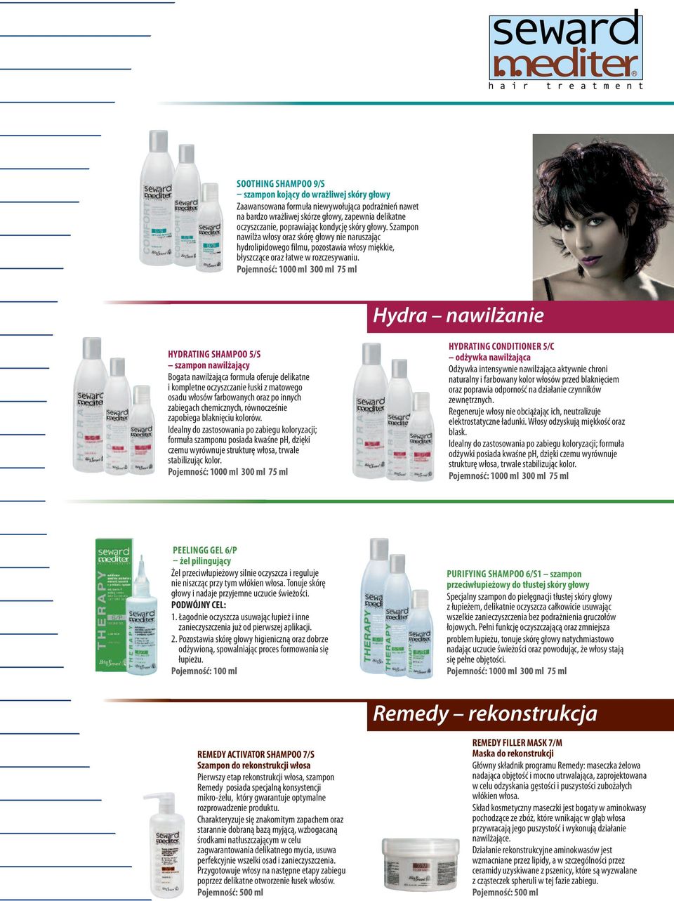 Pojemność: 1000 ml 300 ml 75 ml Hydra nawilżanie HYdRATING SHAMPOO 5/S szampon nawilżający Bogata nawilżająca formuła oferuje delikatne i kompletne oczyszczanie łuski z matowego osadu włosów