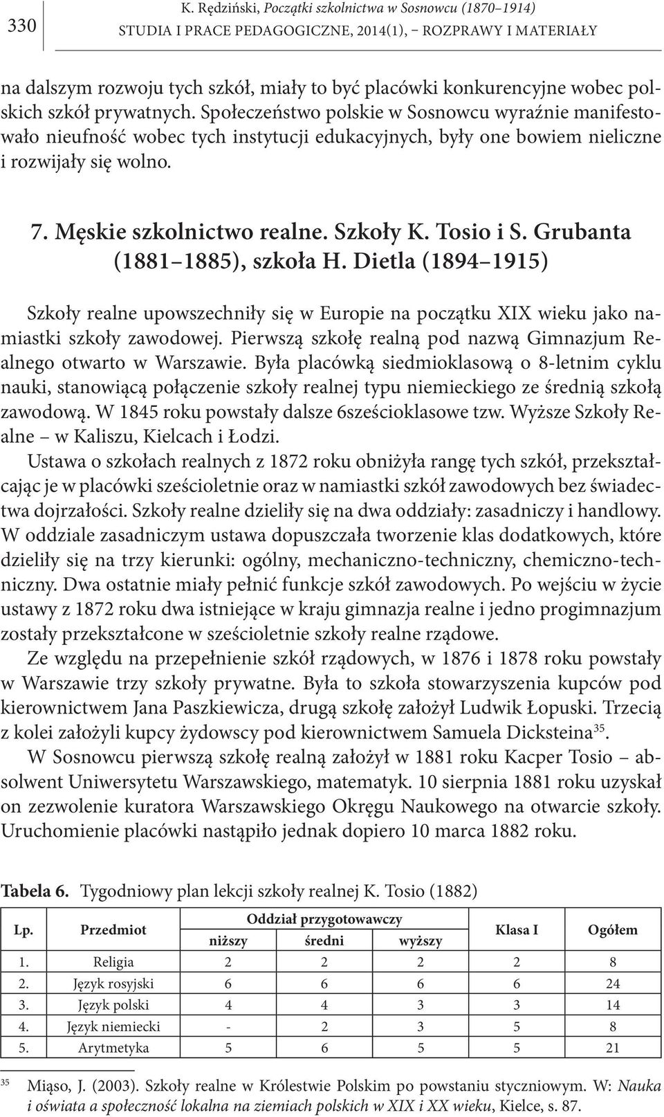 Tosio i S. Grubanta (1881 1885), szkoła H. Dietla (1894 1915) Szkoły realne upowszechniły się w Europie na początku XIX wieku jako namiastki szkoły zawodowej.