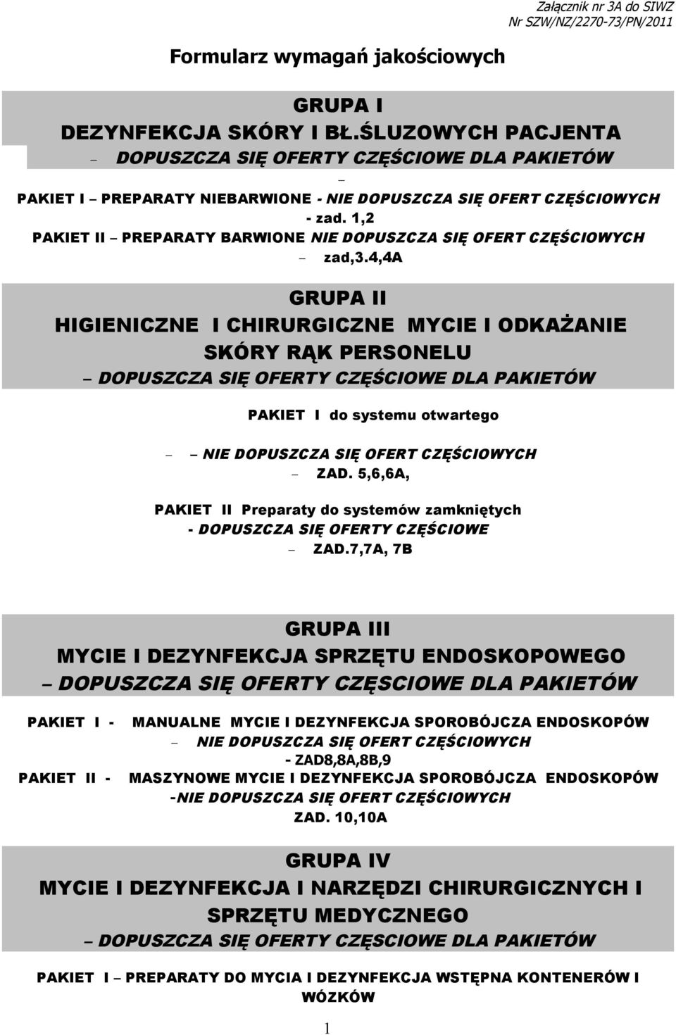 1,2 PAKIET II PREPARATY BARWIONE NIE DOPUSZCZA SIĘ OFERT CZĘŚCIOWYCH zad,3.