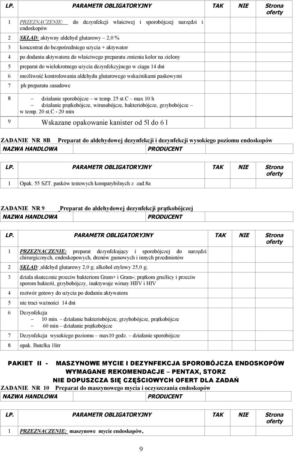 zasadowe 8 działanie sporobójcze w temp. 25 st.c max 10 h działanie prątkobójcze, wirusubójcze, bakteriobójcze, grzybobójcze w temp. 20 st.
