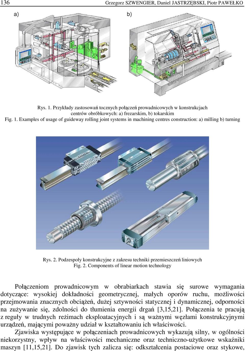 Components of linear motion technology Połączeniom prowadnicowym w obrabiarkach stawia się surowe wymagania dotyczące: wysokiej dokładności geometrycznej, małych oporów ruchu, moŝliwości przejmowania