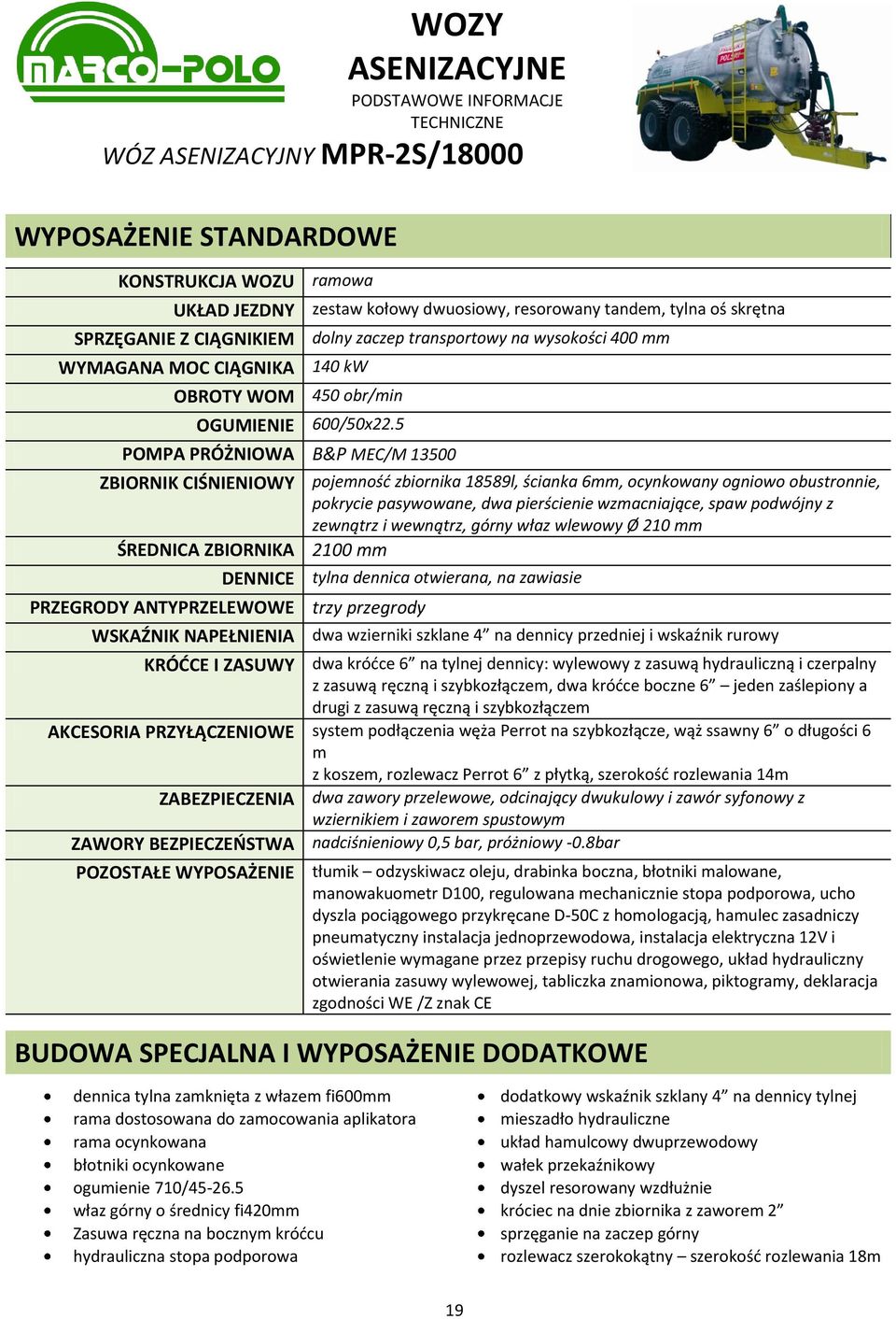 WSKAŹNIK NAPEŁNIENIA dwa wzierniki szklane 4 na dennicy przedniej i wskaźnik rurowy KRÓDCE I ZASUWY dwa kródce 6 na tylnej dennicy: wylewowy z zasuwą hydrauliczną i czerpalny z zasuwą ręczną i