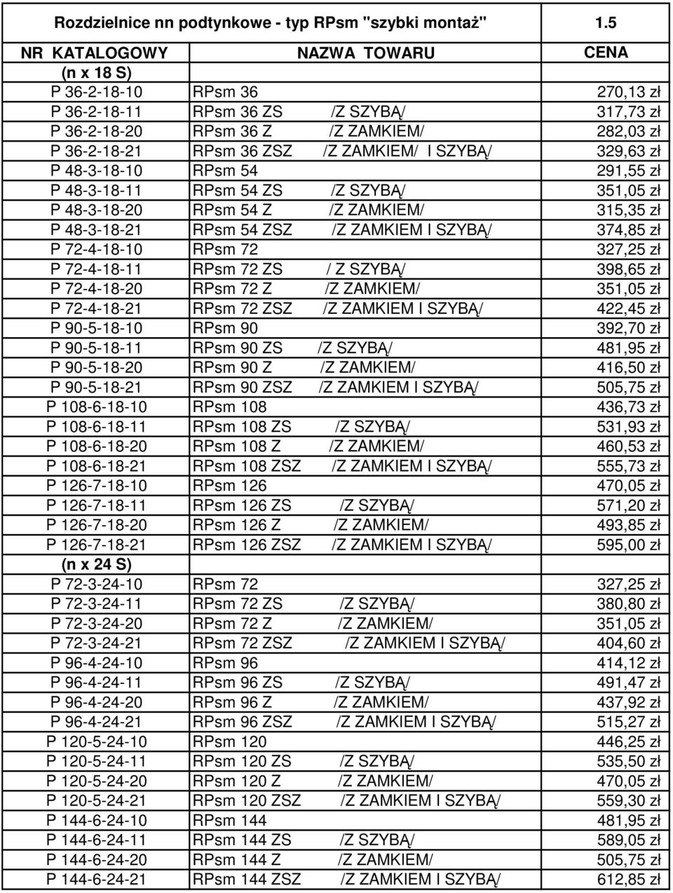 ZAMKIEM/ I SZYBĄ/ 329,63 zł P 48-3-18-10 RPsm 54 291,55 zł P 48-3-18-11 RPsm 54 ZS /Z SZYBĄ/ 351,05 zł P 48-3-18-20 RPsm 54 Z /Z ZAMKIEM/ 315,35 zł P 48-3-18-21 RPsm 54 ZSZ /Z ZAMKIEM I SZYBĄ/ 374,85