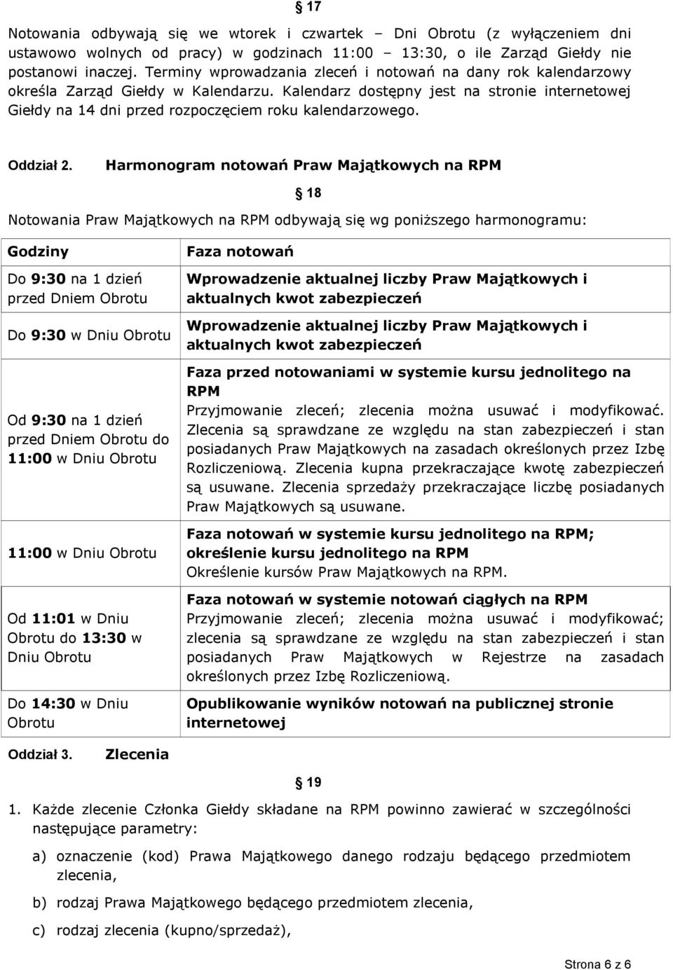 Kalendarz dostępny jest na stronie internetowej Giełdy na 14 dni przed rozpoczęciem roku kalendarzowego. Oddział 2.