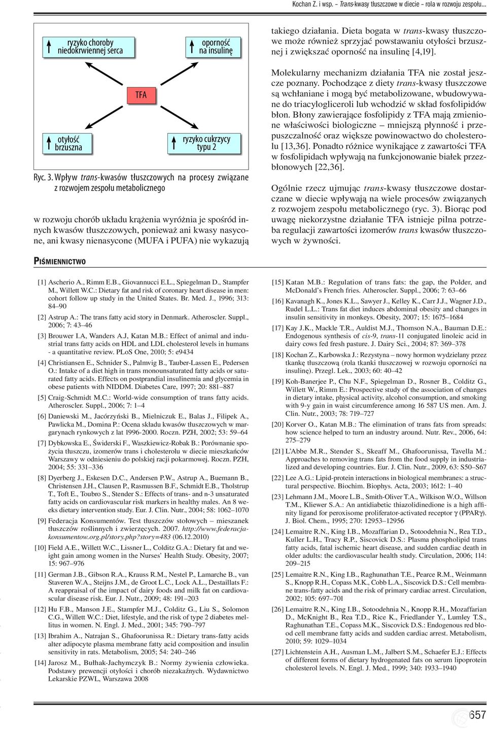 Wpływ trans-kwasów tłuszczowych na procesy związane z rozwojem zespołu metabolicznego w rozwoju chorób układu krążenia wyróżnia je spośród innych kwasów tłuszczowych, ponieważ ani kwasy nasycone, ani