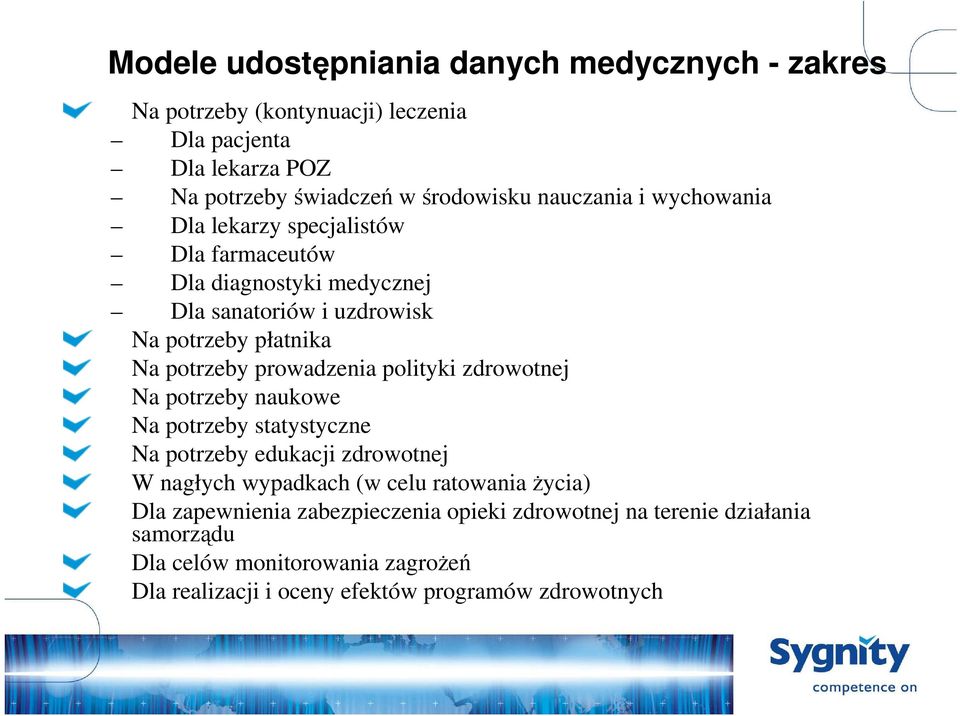 prowadzenia polityki zdrowotnej Na potrzeby naukowe Na potrzeby statystyczne Na potrzeby edukacji zdrowotnej W nagłych wypadkach (w celu ratowania Ŝycia)