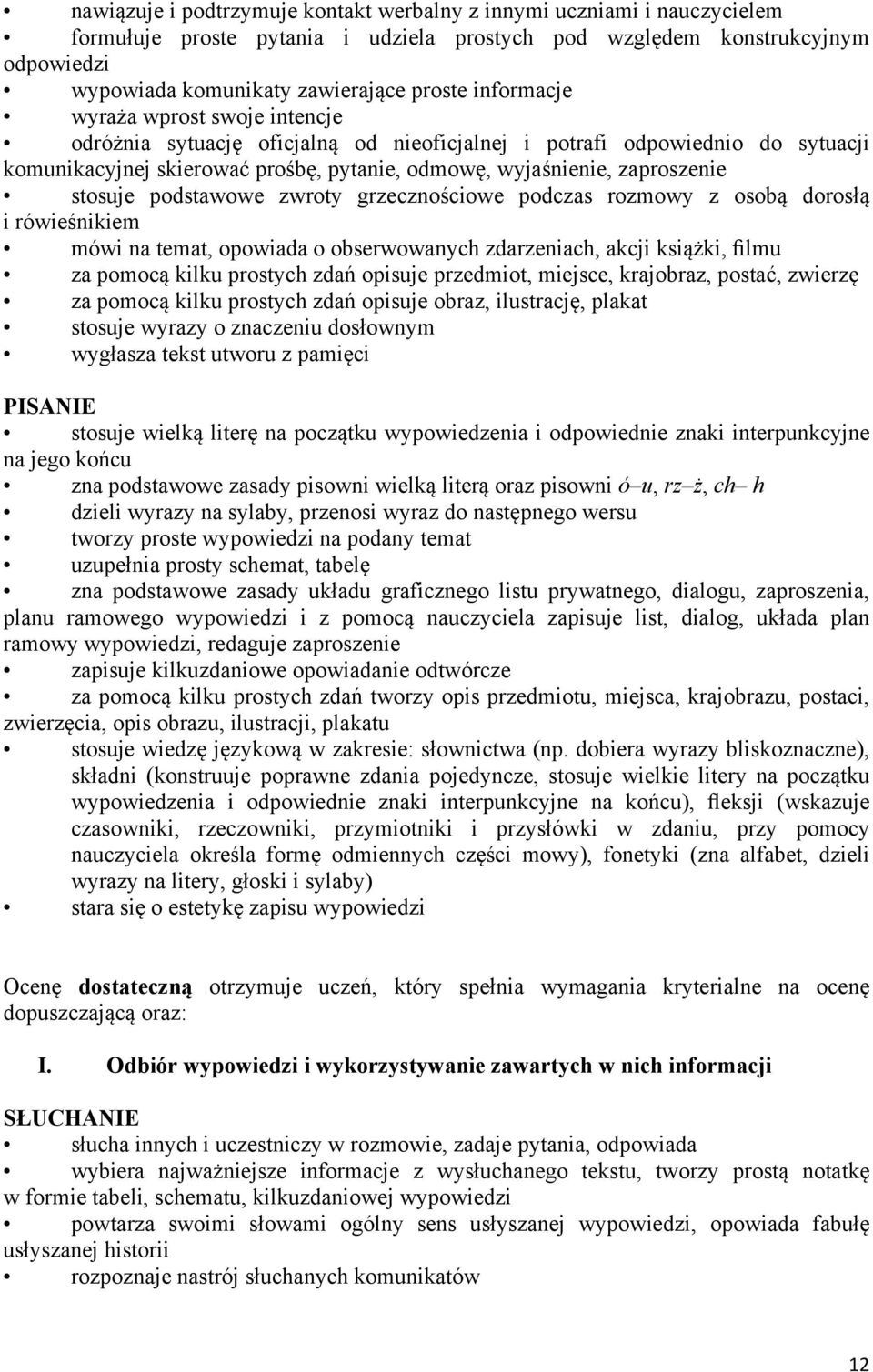 stosuje podstawowe zwroty grzecznościowe podczas rozmowy z osobą dorosłą i rówieśnikiem mówi na temat, opowiada o obserwowanych zdarzeniach, akcji książki, filmu za pomocą kilku prostych zdań opisuje