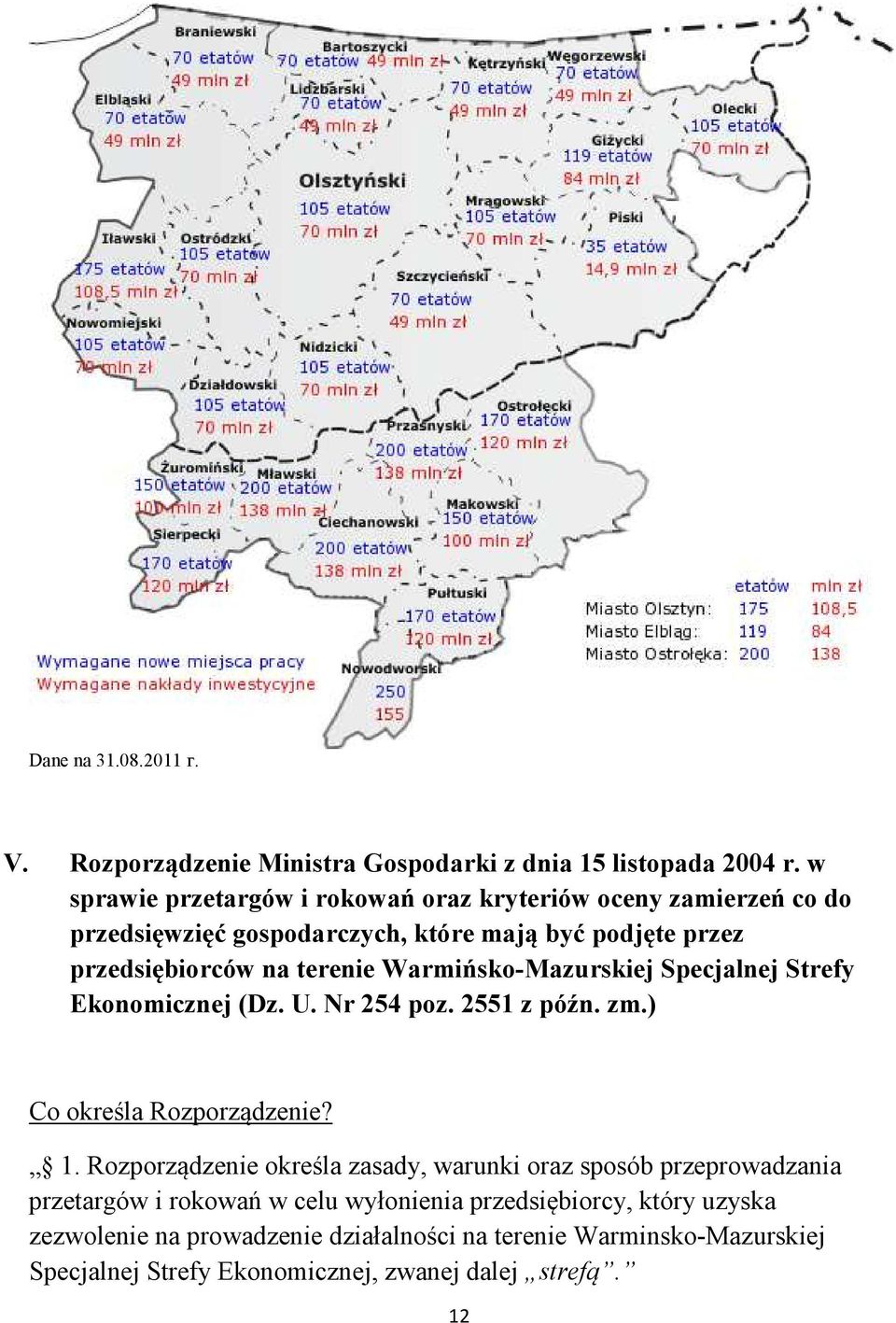 Warmińsko-Mazurskiej Specjalnej Strefy Ekonomicznej (Dz. U. r 254 poz. 2551 z późn. zm.) Co określa Rozporządzenie? 1.