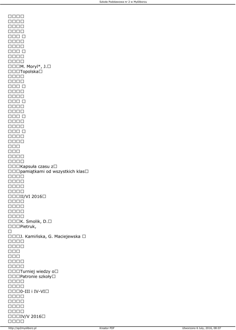 wszystkich klas II/VI 2016 K. Smolik, D.