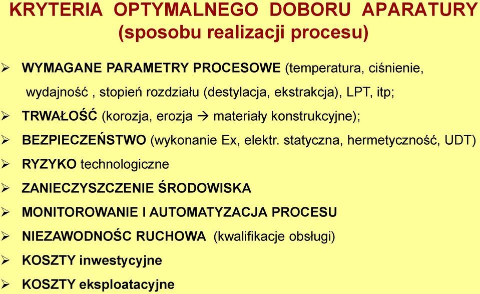 konstrukcyjne); BEZPIECZEŃSTWO (wykonanie Ex, elektr.