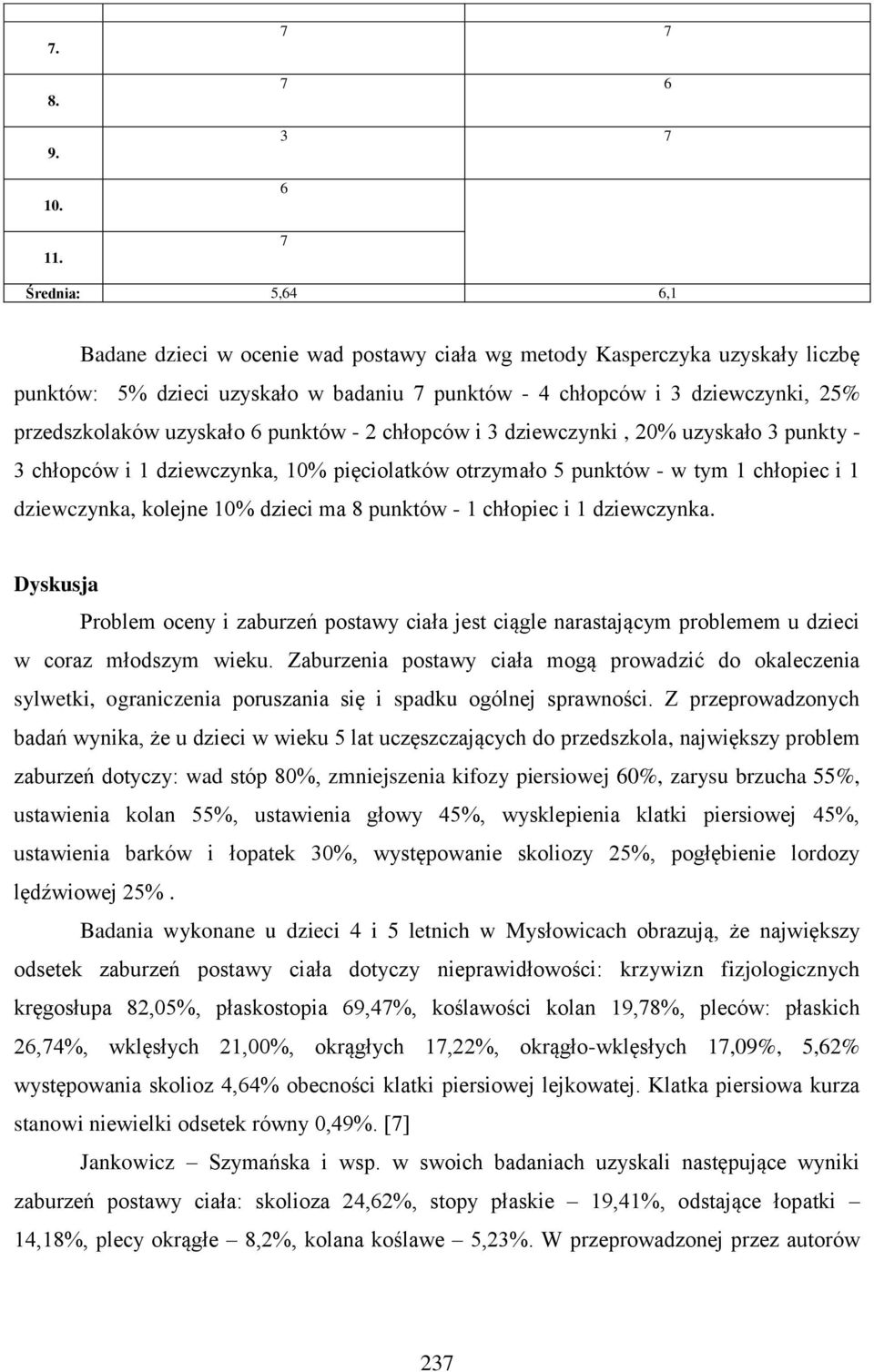 przedszkolaków uzyskało 6 punktów - 2 chłopców i 3 dziewczynki, 20% uzyskało 3 punkty - 3 chłopców i 1 dziewczynka, 10% pięciolatków otrzymało 5 punktów - w tym 1 chłopiec i 1 dziewczynka, kolejne