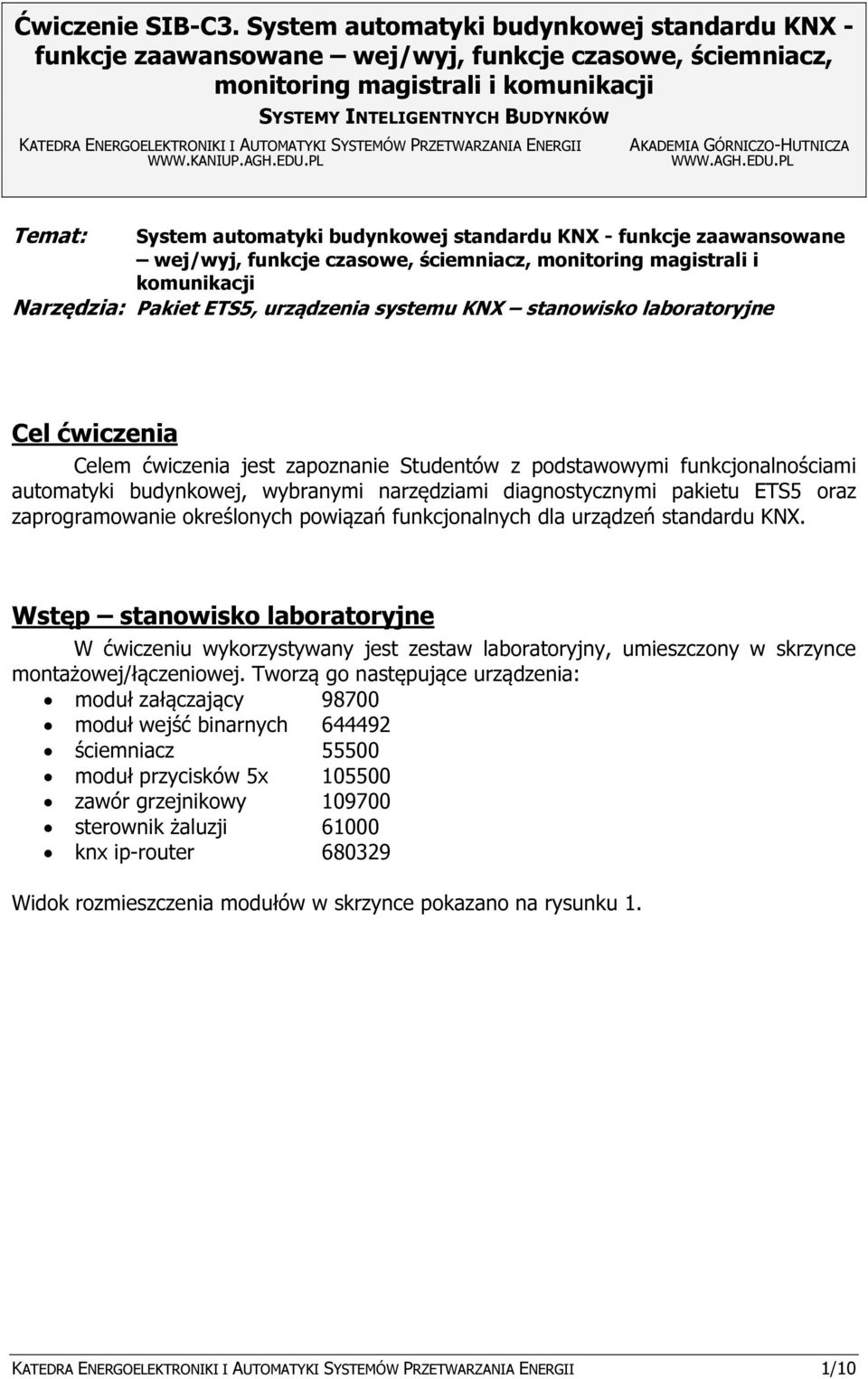 SYSTEMÓW PRZETWARZANIA ENERGII WWW.KANIUP.AGH.EDU.