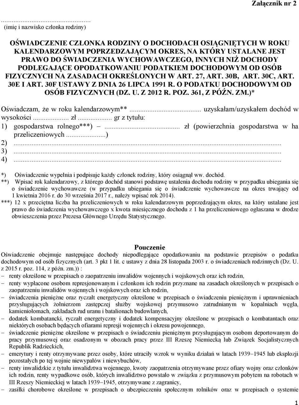 OPODATKOWANIU PODATKIEM DOCHODOWYM OD OSÓB FIZYCZNYCH NA ZASADACH OKREŚLONYCH W ART. 27, ART. 30B, ART. 30C, ART. 30E I ART. 30F USTAWY Z DNIA 26 LIPCA 99 R.