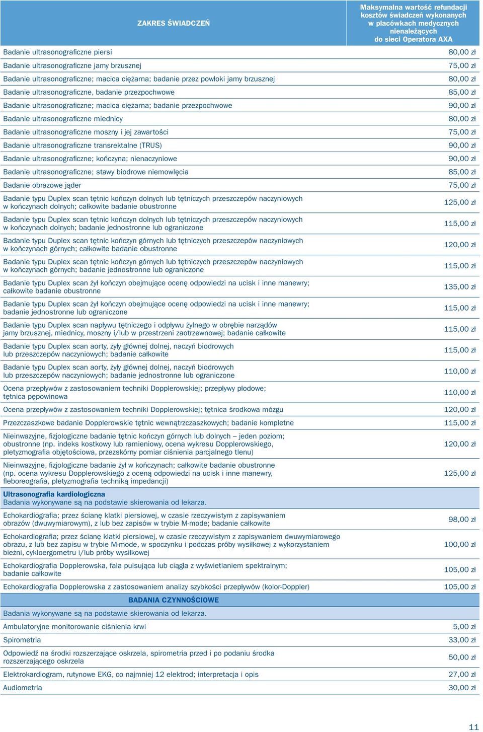 transrektalne (TRUS) Badanie ultrasonografi czne; kończyna; nienaczyniowe Badanie ultrasonografi czne; stawy biodrowe niemowlęcia Badanie obrazowe jąder Badanie typu Duplex scan tętnic kończyn