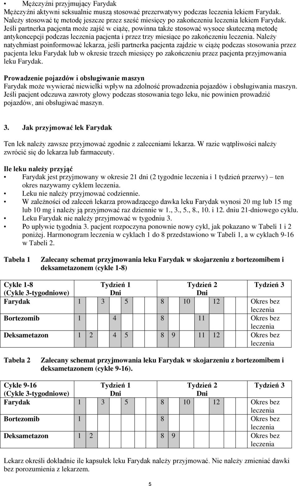 Należy natychmiast poinformować lekarza, jeśli partnerka pacjenta zajdzie w ciążę podczas stosowania przez pacjenta leku Farydak lub w okresie trzech miesięcy po zakończeniu przez pacjenta