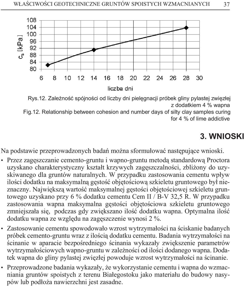 Przez zagêszczanie cemento-gruntu i wapno-gruntu metod¹ standardow¹ Proctora uzyskano charakterystyczny kszta³t krzywych zagêszczalnoœci, zbli ony do uzyskiwanego dla gruntów naturalnych.