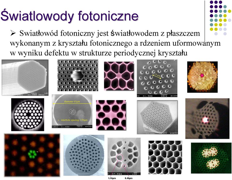 kryształu fotonicznego a rdzeniem uformowanym